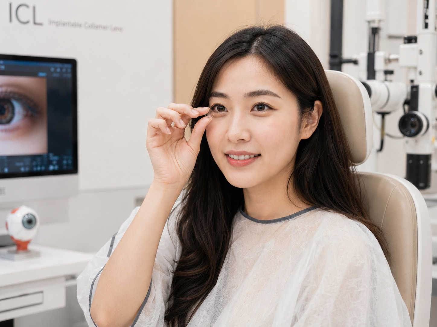 A Patient Wearing ICL Contact Lenses