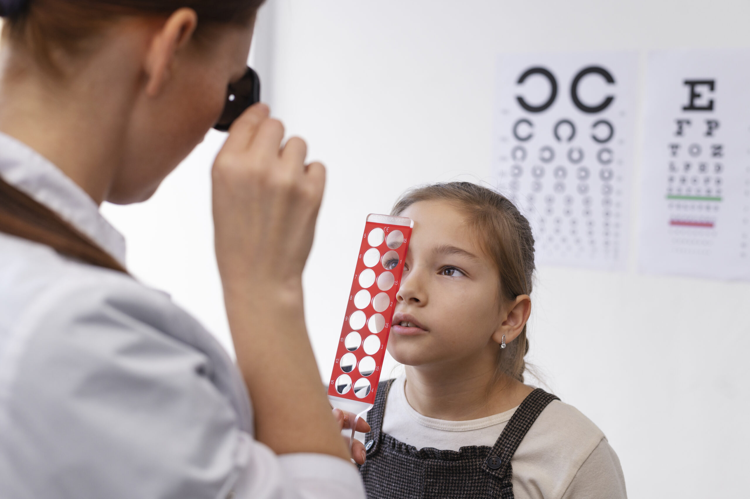 doctor testing patient eyesight