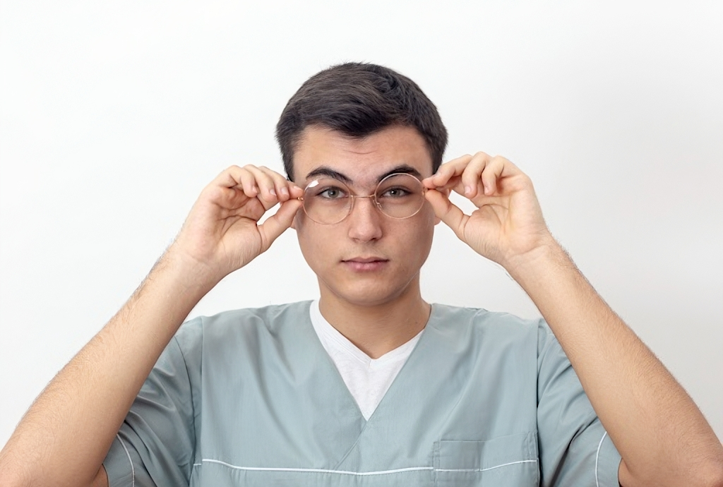 a man wearing glasses